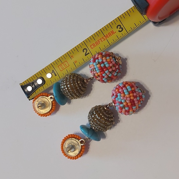 Bohemian Tribal Bright Multicolor Seedbeads Triple Drop Dangle Earrings - Picture 5 of 5